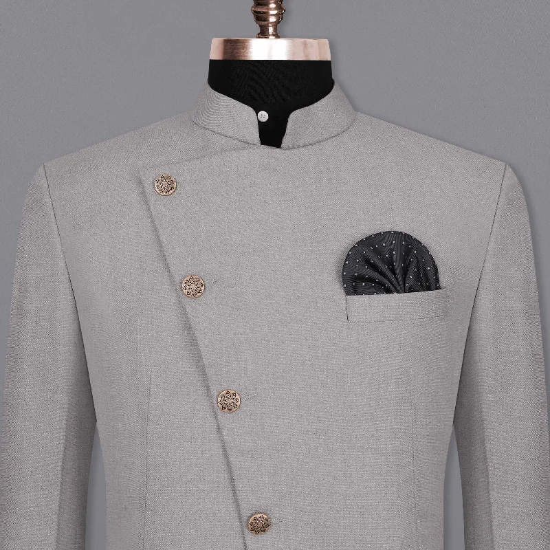 – Shop now and save big.  Spun Pearl Gray Cross Placket Bandhgala Blazer