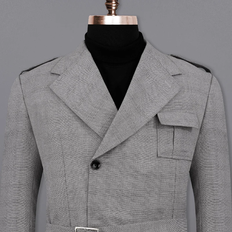 Shop new arrivals in clothing and save – Stack Steel Color Double Breasted Subtle Plaid Designer Blazer with Belt Closure Shop new arrivals in clothing and save – Stack Steel Color Double Breasted Subtle Plaid Designer Blazer with Belt Closure