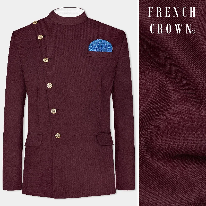 Last chance! Men’s clothing at unbeatable prices. Tamarind Maroon Wool Blend Cross Placket Bandhgala Blazer Last chance! Men’s clothing at unbeatable prices. Tamarind Maroon Wool Blend Cross Placket Bandhgala Blazer
