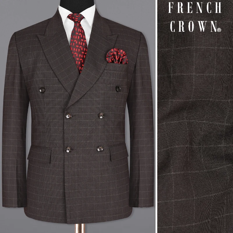 Save more with our buy-more, save-more deals on men’s fashion.  Thunder Brown windowpane Double Breasted Blazer