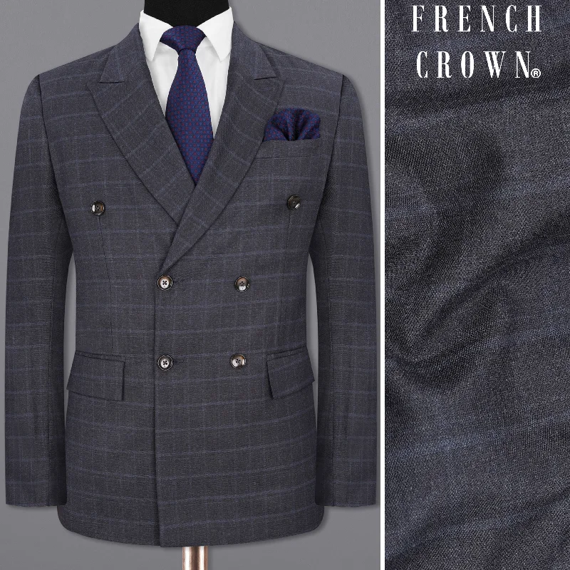 Shop our exclusive men’s fashion deals – limited time only!  Thunder Gray Plaid Double-Breasted Blazer