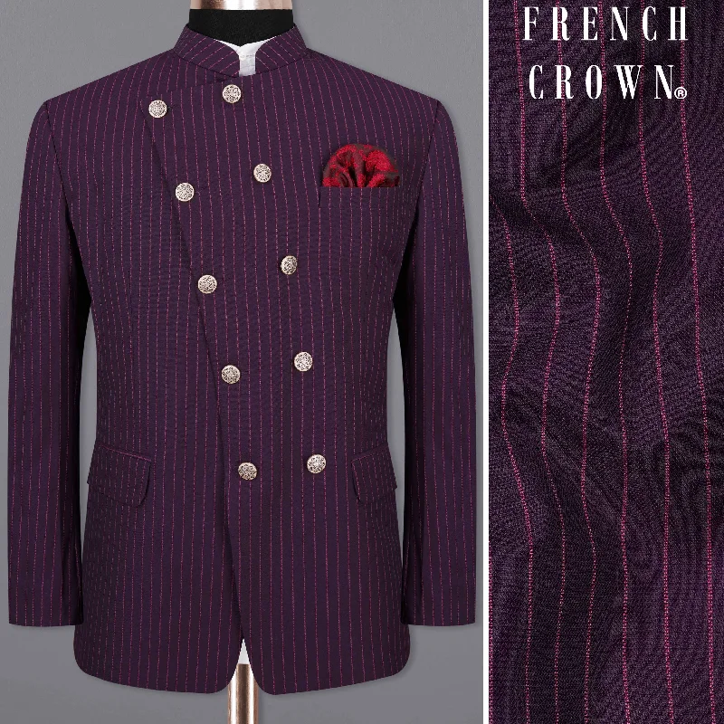 Shop clothing for less – Amazing savings on your favorite styles. Tolopea Purple with Byzantium Pink Striped Cross Placket Bandhgala Designer Blazer Shop clothing for less – Amazing savings on your favorite styles. Tolopea Purple with Byzantium Pink Striped Cross Placket Bandhgala Designer Blazer