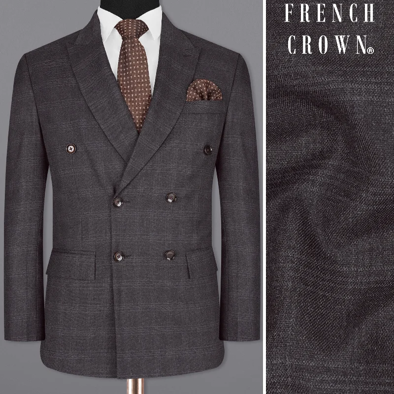 Limited-time offer!  Tuatara Gray Subtle windowpanew Double Breasted Blazer