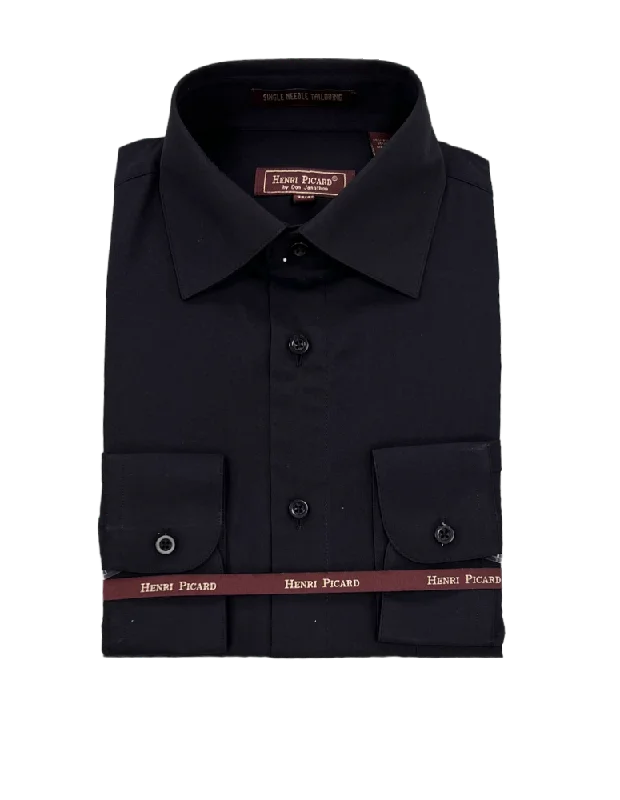Limited-time offer! Black Men's dress shirt spread collar convertible cuff regular fit Limited-time offer! Black Men's dress shirt spread collar convertible cuff regular fit