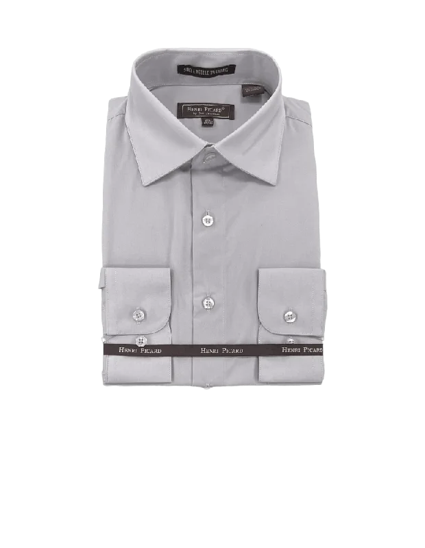 Last chance! Men’s clothing at unbeatable prices. Gray men's long sleeves dress shirt spread collar convertible cuff regular fit Last chance! Men’s clothing at unbeatable prices. Gray men's long sleeves dress shirt spread collar convertible cuff regular fit