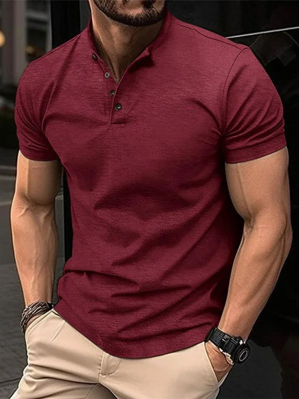 Flash discounts – men’s clothing essentials for less.  Henley Collar Men Polo Shirt