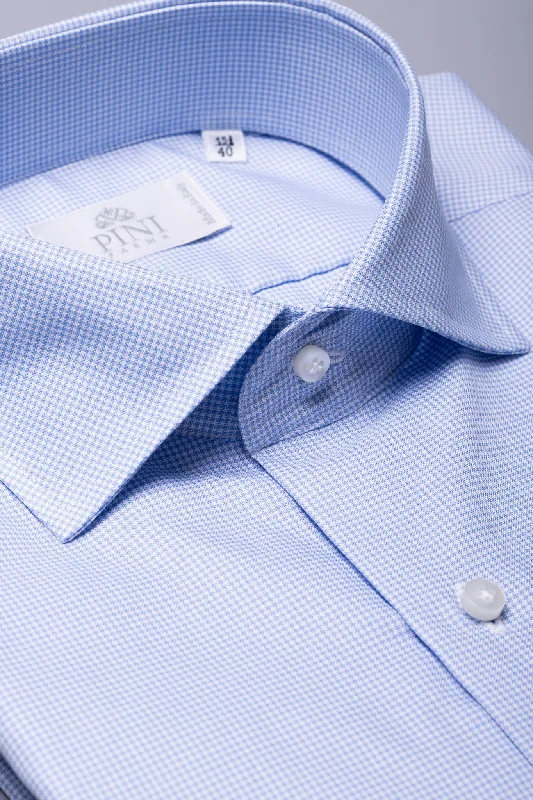 – Shop trendy clothing now.  Houndstooth Light Blue Shirt - Made in Italy