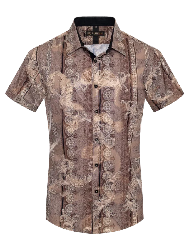 Save on stylish, high-quality clothing for every occasion – Khaki Multi Color Men's Short Sleeve Shirt Brown Graphic Fashion Design Save on stylish, high-quality clothing for every occasion – Khaki Multi Color Men's Short Sleeve Shirt Brown Graphic Fashion Design