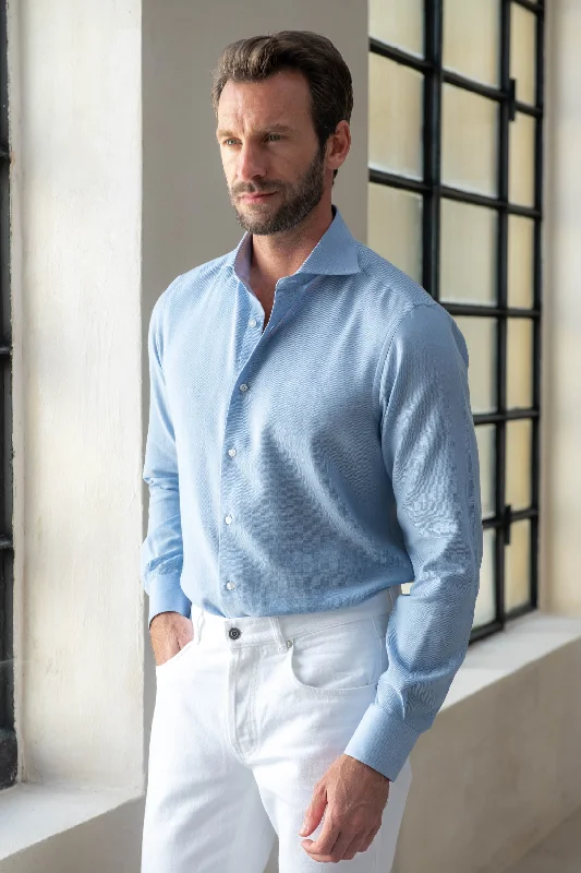 Get trendy clothes for less – Big savings on fashion basics! Light blue cashmere and cotton shirt - Made in Italy Get trendy clothes for less – Big savings on fashion basics! Light blue cashmere and cotton shirt - Made in Italy