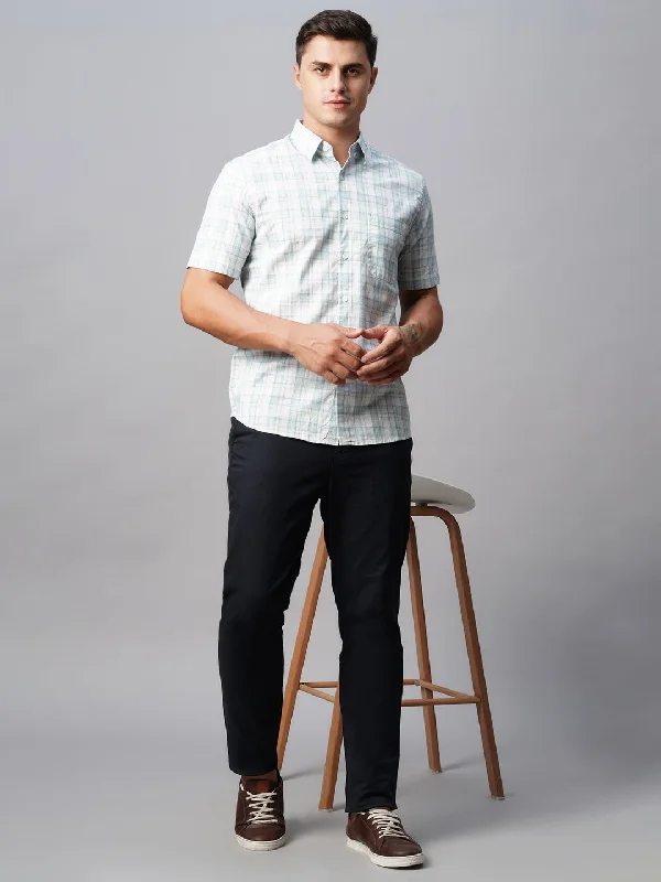 Shop stylish and affordable clothes – Men's Offwhite Cotton Regular Fit Checked Shirt Shop stylish and affordable clothes – Men's Offwhite Cotton Regular Fit Checked Shirt