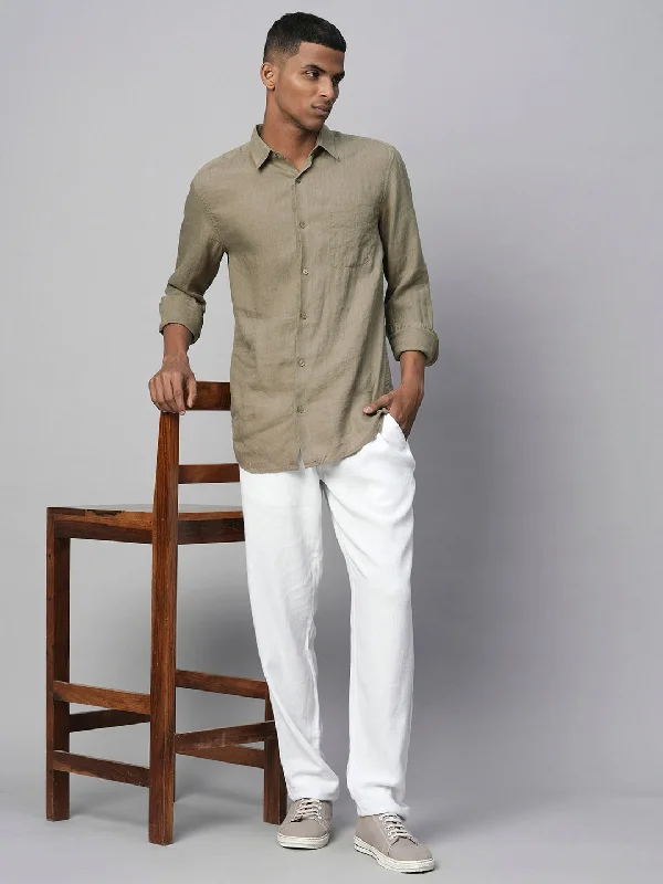 – Shop now and save big.  Men's Brown 100% Linen Regular Fit Long Sleeved Shirt