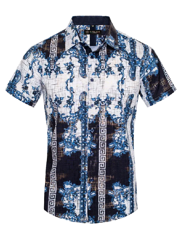 – Shop trendy clothing now. Navy Blue Men's Multi Color Summer Short Sleeve Shirt Greek Key Style No: FLS-2588 – Shop trendy clothing now. Navy Blue Men's Multi Color Summer Short Sleeve Shirt Greek Key Style No: FLS-2588