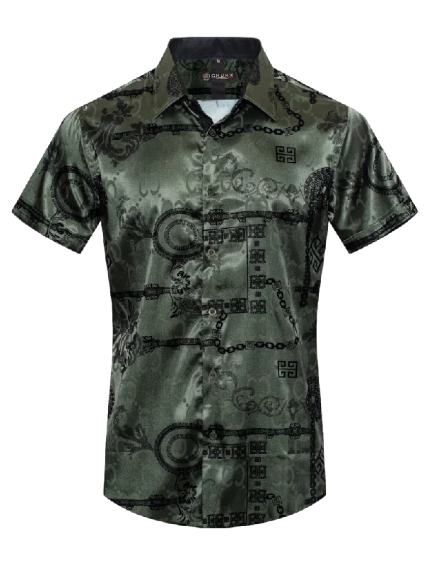 Limited-time discounts on clothing you’ll love Olive Men's Graphic Design Short Sleeves Shiny Shirt Satin Material Limited-time discounts on clothing you’ll love Olive Men's Graphic Design Short Sleeves Shiny Shirt Satin Material