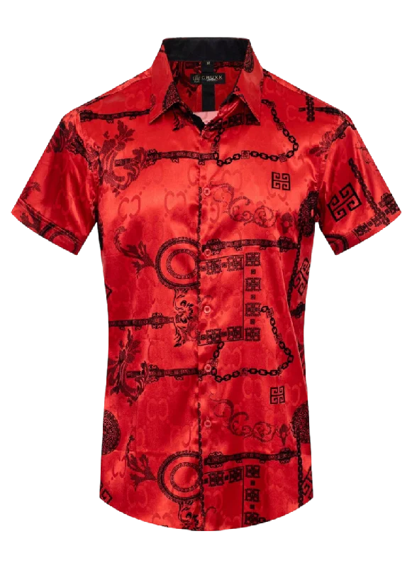 Time to shop! Men’s clothing deals you can’t resist. Red Men's Graphic Design Short Sleeves Shiny Shirt Satin Material Time to shop! Men’s clothing deals you can’t resist. Red Men's Graphic Design Short Sleeves Shiny Shirt Satin Material
