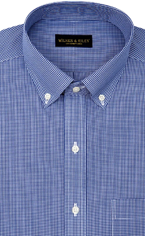 Shop exclusive offers on men’sapparel Slim Fit Blue Gingham Check Button Down Collar Supima® Cotton Non-Iron Broadcloth Shop exclusive offers on men’sapparel Slim Fit Blue Gingham Check Button Down Collar Supima® Cotton Non-Iron Broadcloth