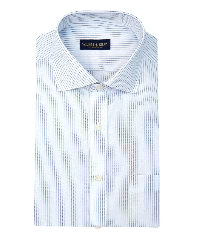 New season, new deals – shop men's clothing now! Slim Fit White Ground Blue Stripe English Spread Collar Supima® Cotton Non-Iron Broadcloth Dress Shirt New season, new deals – shop men's clothing now! Slim Fit White Ground Blue Stripe English Spread Collar Supima® Cotton Non-Iron Broadcloth Dress Shirt