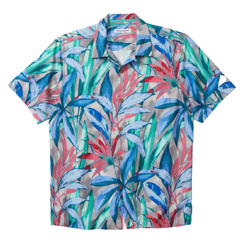 Seasonal sale  Tommy Bahama Frond Fest Camp Shirt - Grey Thunder