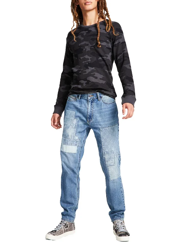 Special offer: Save on everyday clothing essentials – Shop now!  Abel Mens Patchwork Tapered Leg Straight Leg Jeans