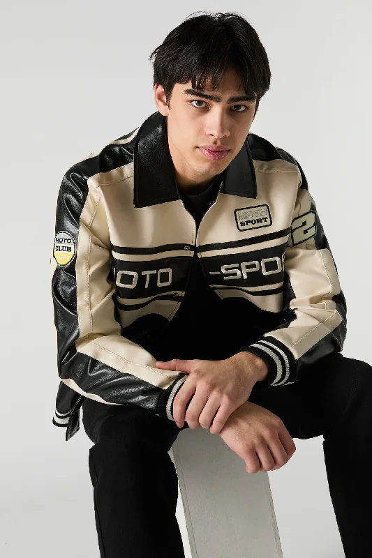 Save on top-selling fashion styles – Big discounts on men’s clothing. Faux Leather Motosport Colourblock Bomber Jacket Save on top-selling fashion styles – Big discounts on men’s clothing. Faux Leather Motosport Colourblock Bomber Jacket