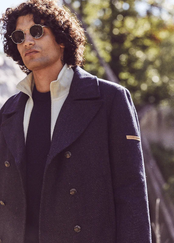 Seasonal clearance – Save on all clothing essentials this weekend. Héritage peacoat for men in Merino wool - SAINT JAMES x Atelier Tuffery (INDIGO/CHANVRE) Seasonal clearance – Save on all clothing essentials this weekend. Héritage peacoat for men in Merino wool - SAINT JAMES x Atelier Tuffery (INDIGO/CHANVRE)
