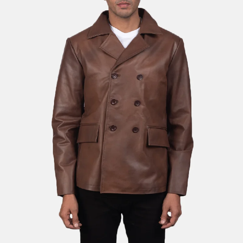 Shop stylish men’s clothing and enjoy amazing discounts. Mr. Bailey Brown Leather Naval Peacoat Shop stylish men’s clothing and enjoy amazing discounts. Mr. Bailey Brown Leather Naval Peacoat