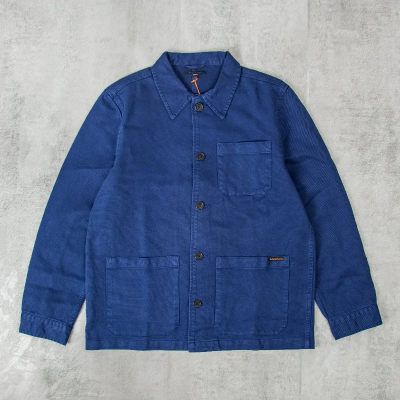 Get 25% off select men’s clothing when you shop online! Nudie Barney Worker Jacket - Mid Blue Get 25% off select men’s clothing when you shop online! Nudie Barney Worker Jacket - Mid Blue