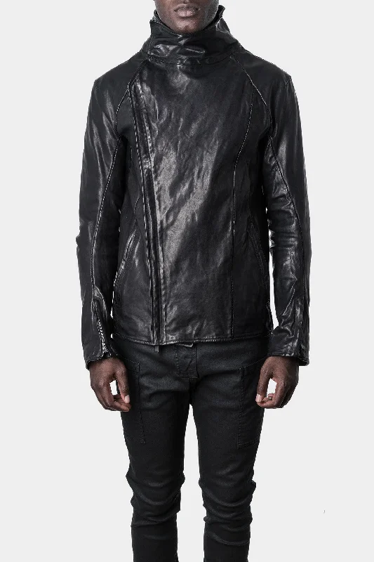 Save big on men’s casual wear – today only! Double breasted moto high neck leather jacket Save big on men’s casual wear – today only! Double breasted moto high neck leather jacket
