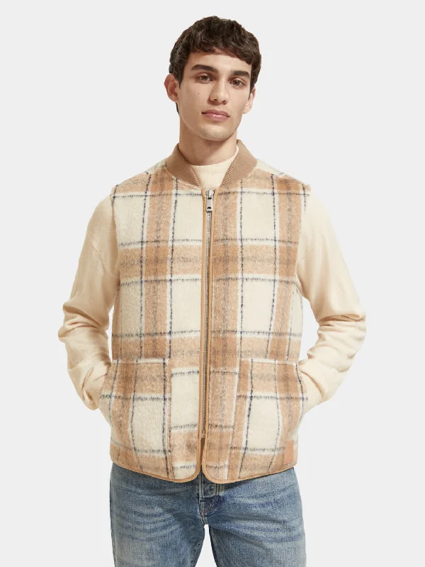 Shop affordable clothing for men – Up to 60% off! Wool blend zip-through check gilet Shop affordable clothing for men – Up to 60% off! Wool blend zip-through check gilet