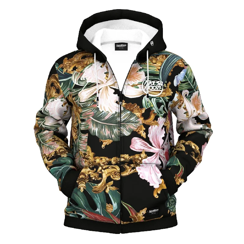 Get the latest styles in clothing – Shop now for unbeatable deals.  Tropical Baroque Zip Up Hoodie